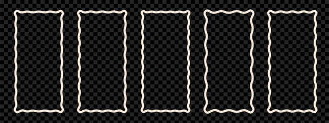 Wave scalloped edge borders set. Squiggle photo borders with zig zag edges. Modern graphic template