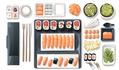 Japanese food illustrator on white background