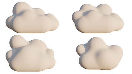 Versatile 3D cloud shapes suitable for various digital art projects, from concept art to background design.