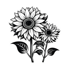 Sunflower Black And White Stock Vectors, Clipart and Illustrations 2.eps