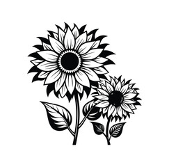Sunflower Black And White Stock Vectors, Clipart and Illustrations 3.eps