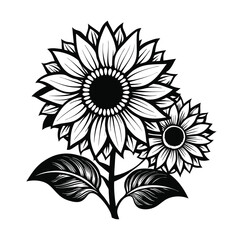 Sunflower Black And White Stock Vectors, Clipart and Illustrations 14.eps