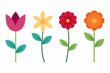 Obraz premium Flower Vector Illustrations in Different Styles on White Background