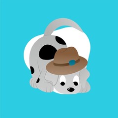 Illustration of Dog Bird Wearing a Hat Cartoon, Cute Funny Character, Flat Design