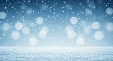 Fototapeta premium Winter Snowfall Background: Sparkling Bokeh & Snow AI Generated