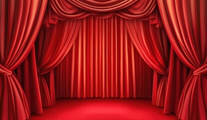 Grand Red Velvet Stage Curtains
