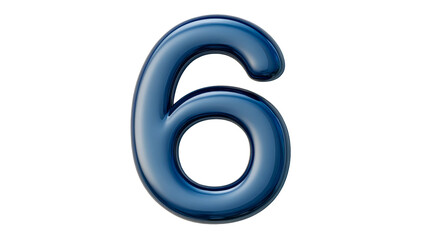Blue number six with transparent background for design use