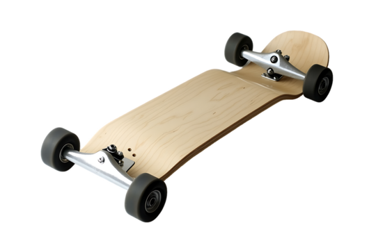 Natural Wood Longboard Skateboard with Silver Trucks and Black Wheels