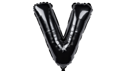 Decorative black balloon letter V for celebrations and events