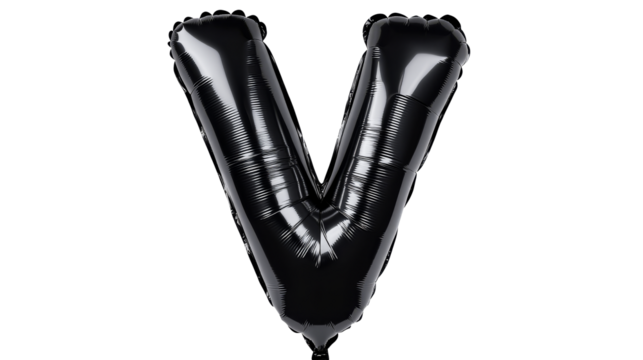 Decorative black balloon letter V for celebrations and events