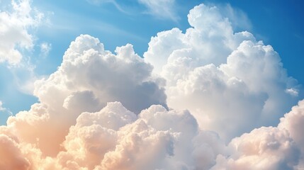 Tranquil sky with fluffy clouds and soft pastel hues for whimsical designs