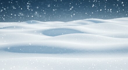 Winter Snowscape: Gently Falling Snow on Undulating White Landscape AI Generated