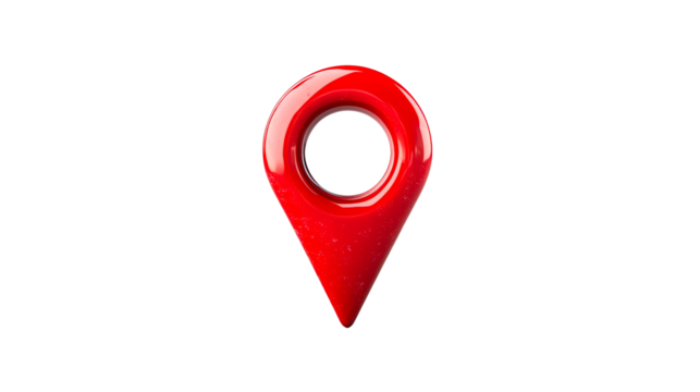 Red location marker with transparent background for design use