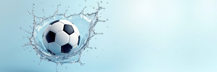 Fototapeta premium Soccer Ball Bursting Through Water Backdrop