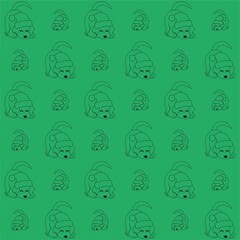 Dog Wearing Santa Hat Cute Illustration, Cartoon Funny Character, Pattern Wallpaper 