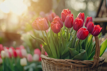 Bright flower market with colorful spring summer blossoms in full bloom, green house, flower store, generative ai