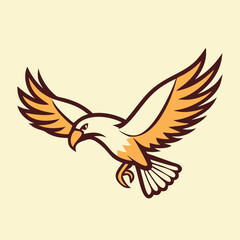 African Fish Eagle Illustration Spread Wings with a Hooked
