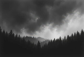 Obraz premium High Contrast Grayscale A Moody and Intense Forest Scene
