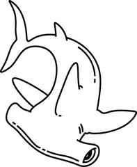 Hand drawn hammerhead shark cartoon doodle 