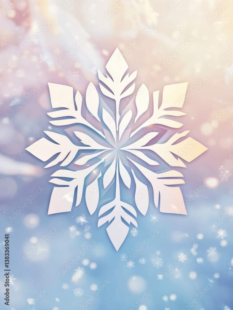 Aufkleber Geometric minimalistic snowflake logo on a soft gradient winter background for a modern festive aesthetic