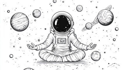 Astronaut meditating in space