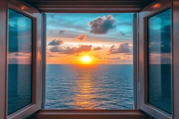 Fototapeta premium Sunset seen through a window