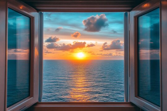 Fototapeta Sunset seen through a window