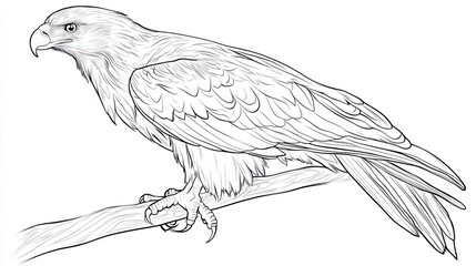 Fototapeta premium Black and White Raptor Perched on Branch