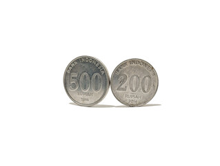 Indonesian coins on white