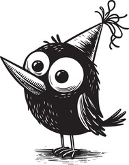 Funny bird vector illustrations, isolated on white background.