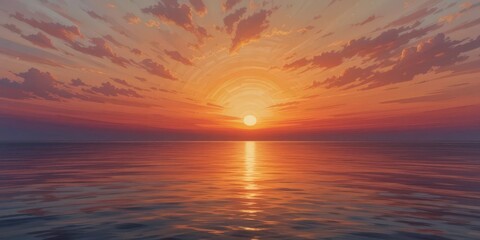 Fototapeta premium Dramatic Sunset Ocean Painting A Powerful and Emotional Interpretation of a Sunset Reflected on the Sea