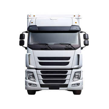 White delivery truck on transparent background, front view
