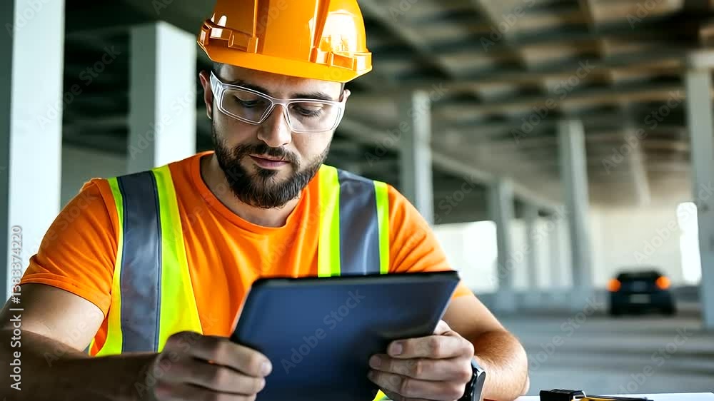 Poster an architect working on a construction project uses a laser measure tool to assess the dimensions of