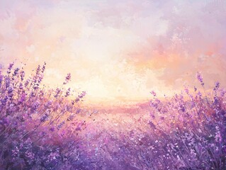 Naklejka premium Lavender Sunset Field