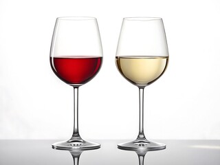 Two Wine Glasses with Red and White Wine