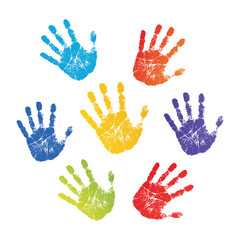 paint hands prints vector design