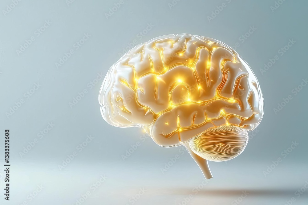 Poster a glowing brain representation highlighting neural connections and creativity.