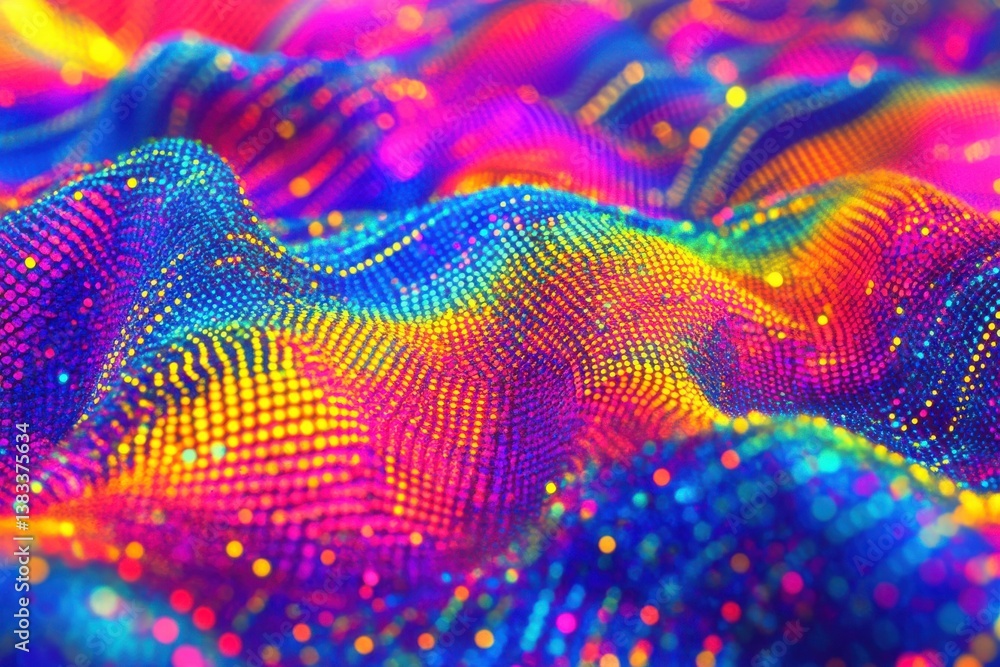 Aufkleber vibrant rainbow digital wave abstract background texture design modern colorful particle art 3d