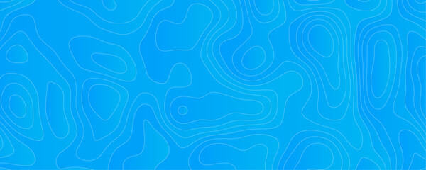 Abstract Sky blue topology and topography vector design background. Smooth wavy lines topographic contour lines vector map seamless pattern. Thin curved wavy lines topology on a blue color background.