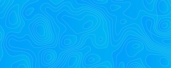 Abstract Sky blue topology and topography vector design background. Smooth wavy lines topographic contour lines vector map seamless pattern. Thin curved wavy lines topology on a blue color background.
