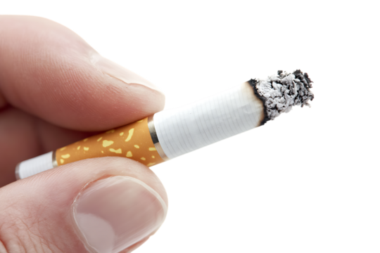Close up of hand holding a cigarette isolated - Powered by Adobe