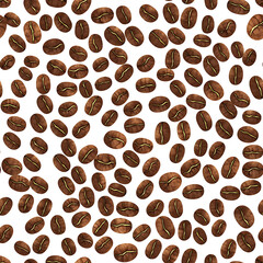 Obraz premium seamless pattern Realistic and artistic illustrations of coffee beans, brewing equipment, coffee cups for background or wallpaper