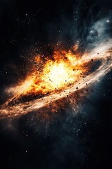 Fototapeta premium The explosion of the pilot's spacecraft captured in space art the explosion of the pilot's spacecraft illustrated with realistic cosmic debris and the explosion of the pilot's spacecraft rendered in