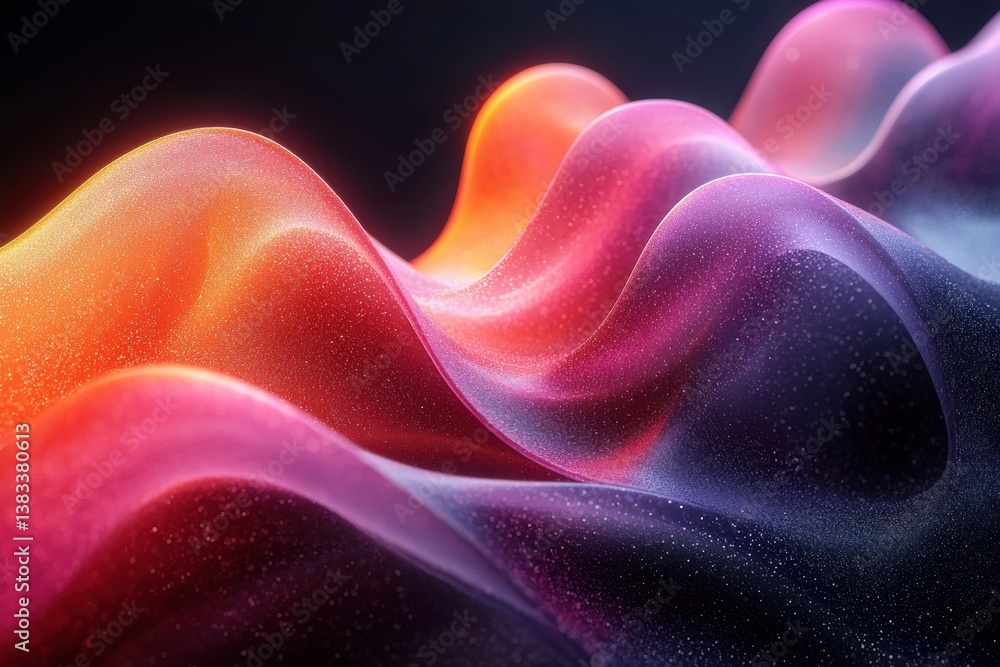 Poster abstract vibrantly glowing fluid shapes with smooth curves and gradients