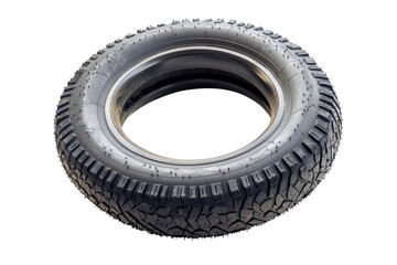 Obraz premium A close-up of a new rubber tire showcasing its detailed tread pattern and sleek design