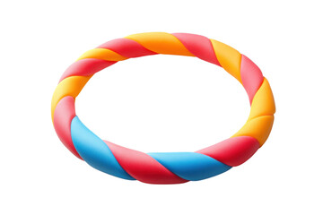 A vibrant, twisted ring crafted from colorful silicone sits elegantly on a bright background