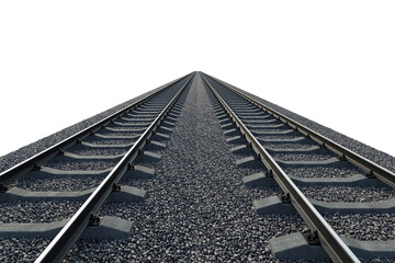 The gravel bed railway track on a white background