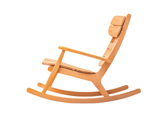 Wooden rocking chair isolated on white. Furniture design for relaxation and comfort.