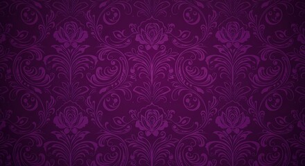 Fototapeta premium Dark Purple Damask Pattern Background Texture AI Generated