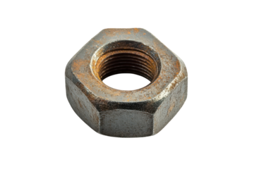 Rusty metal nut resting on a clean surface captures industrial charm and tactile texture